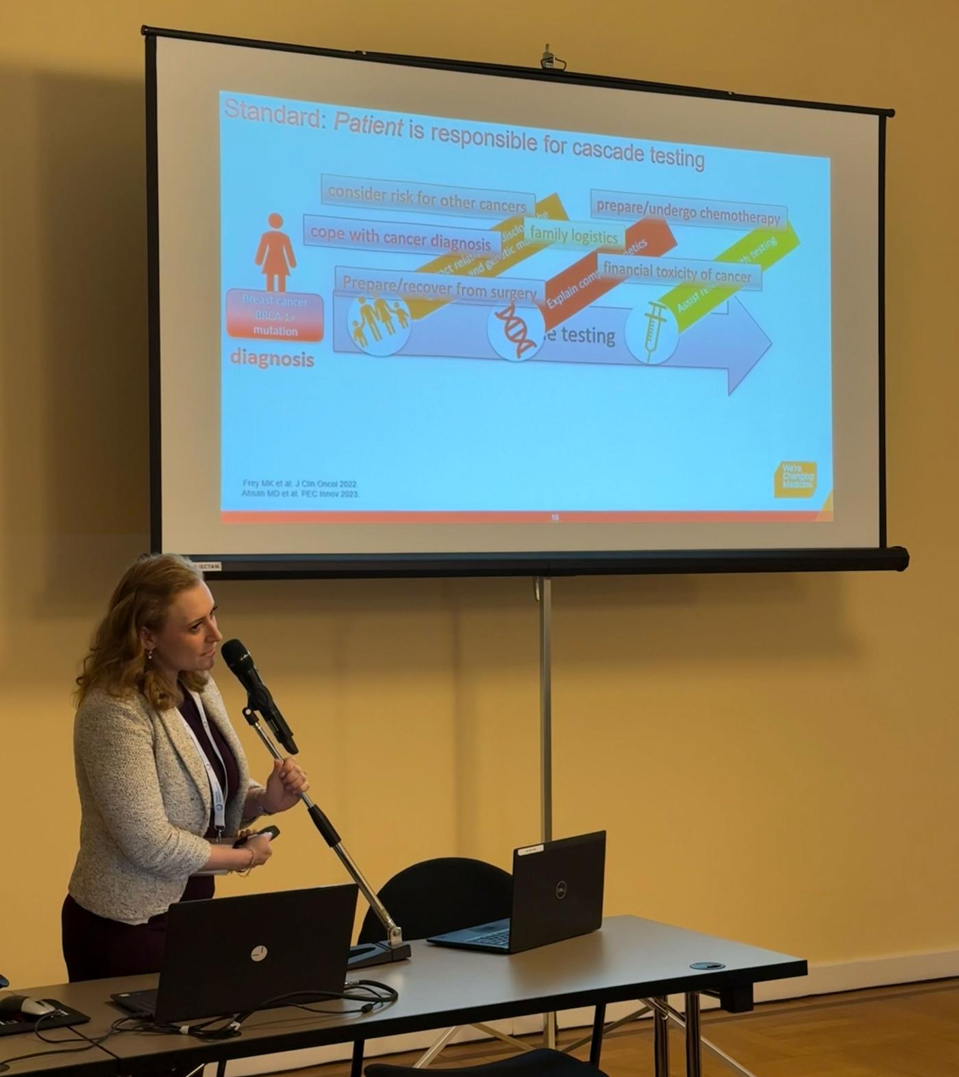 Emily Epstein, LMSW presents on Clinician Facilitated Cascade Testing at the CSF International Conference on Models of Genetic Cancer Care in Ascona, Switzerland, 2025