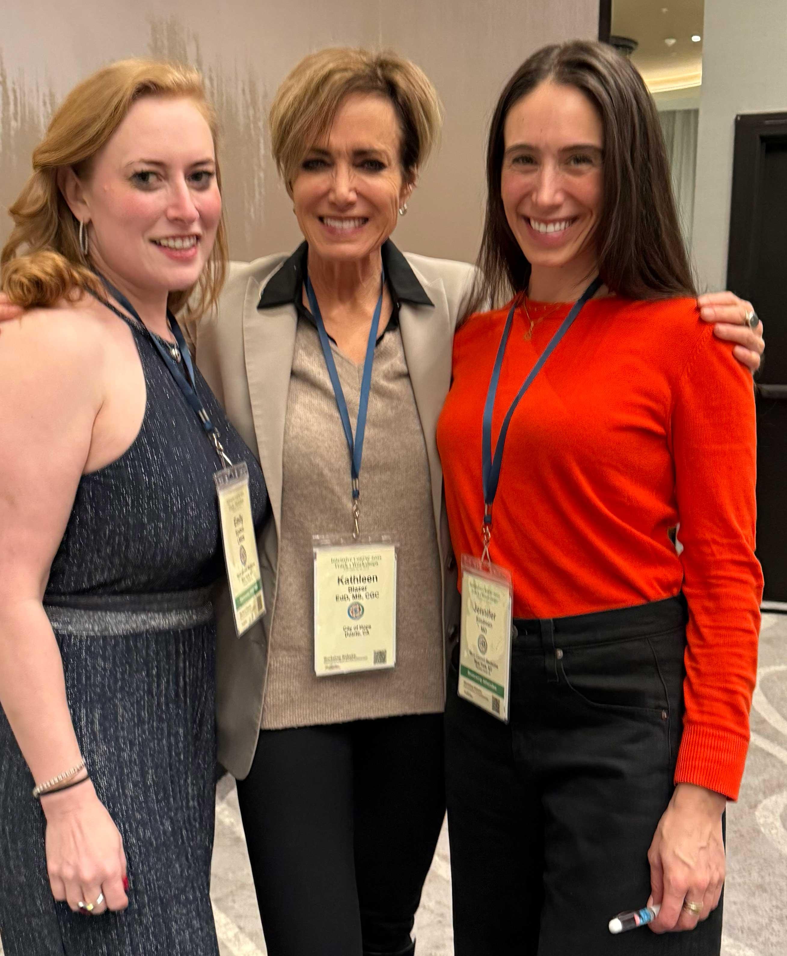 Dr. Jennifer Kindman (L) and Emily Epstein, LMSW (R) attend the City of Hope Clinical Cancer Genomics and Genomics Conference with Kathleen Blazer (City of Hope), 2025